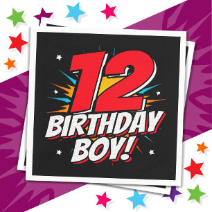12 Year Old Superhero Birthday Boy 12th Birthday Napkin