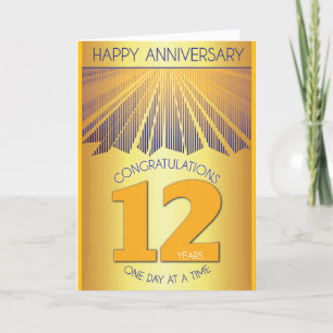 12 Year Sober Anniversary Golden Ray 12 Step Card