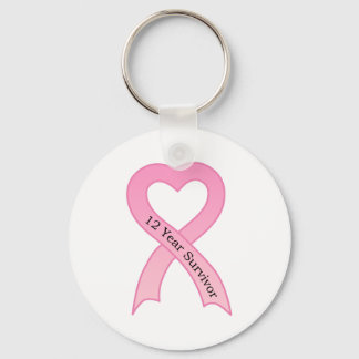 12 Year Survivor Pink Ribbon Keychain
