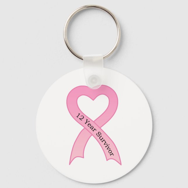 12 Year Survivor Pink Ribbon Keychain (Front)