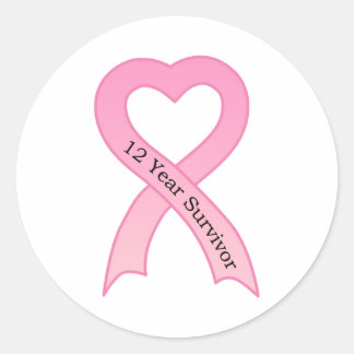 12 Year Survivor Pink Ribbon Sticker