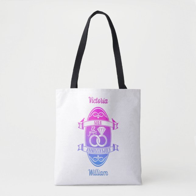 12 Year traditional Silk 12th wedding anniversary Tote Bag (Front)