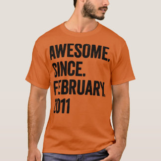 12 Years Awesome Since February 2011 12th Birthday T-Shirt