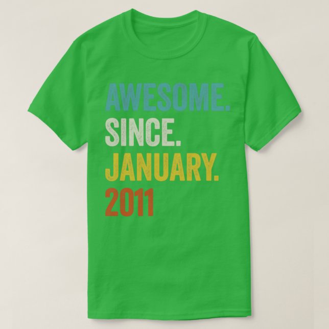 12 Years Awesome Since January 2011 12th Birthday2 T-Shirt (Design Front)