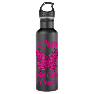 12 Years Breast Cancer Free Survivor Butterfly 710 Ml Water Bottle