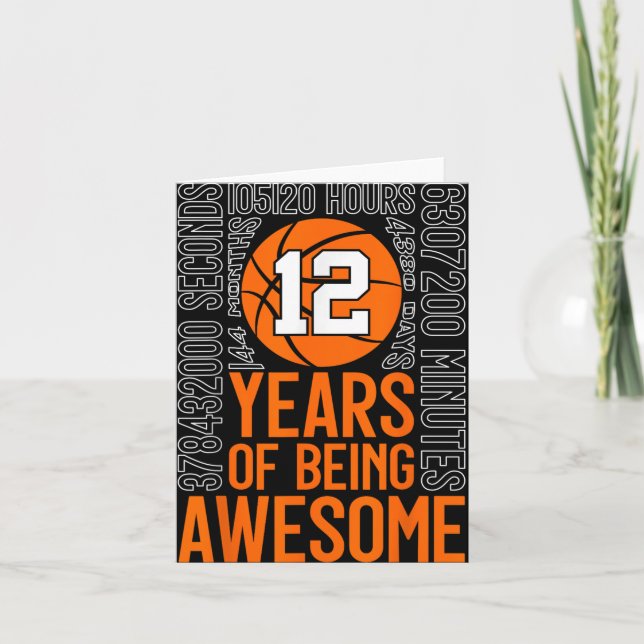 12 Years Of Being Awesome Basketball 12th Birthday Card (Front)