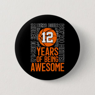 12 Years Of Being Awesome Sketll 12th Birthday 6 Cm Round Badge