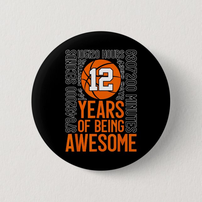12 Years Of Being Awesome Sketll 12th Birthday  6 Cm Round Badge (Front)