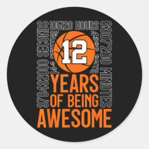 12 Years Of Being Awesome Sketll 12th Birthday  Classic Round Sticker