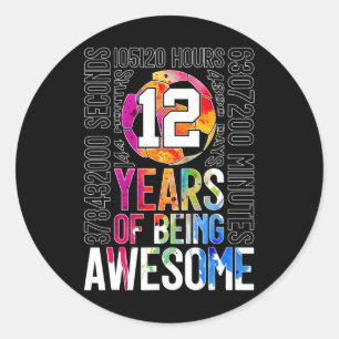 12 Years Of Being Awesome Soccer 12th Birthday _1 Classic Round Sticker