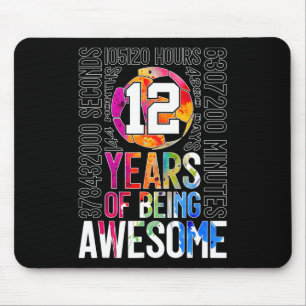 12 Years Of Being Awesome Soccer 12th Birthday _1 Mouse Pad