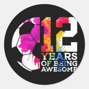 12 Years Of Being Awesome Soccer 12th Birthday  Classic Round Sticker