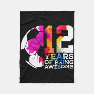 12 Years Of Being Awesome Soccer 12th Birthday Fleece Blanket