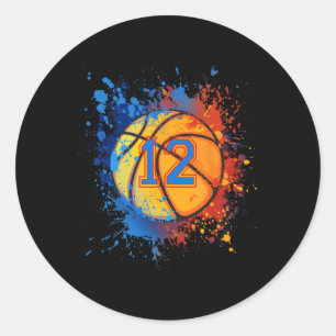 12 Years Old 12th Birthday Basketball Gift For Boy Classic Round Sticker
