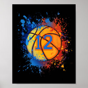 12 Years Old 12th Birthday Basketball Gift For Boy Poster