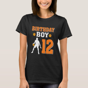12 Years Old 12th Birthday Boy Basketball  Party T-Shirt