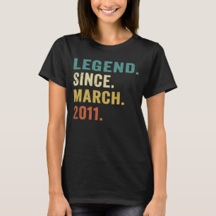 12 Years Old 12th Birthday Legend Since March 2011 T-Shirt