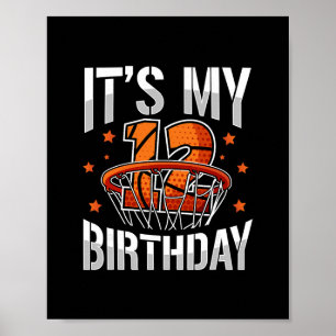 12 Years Old 12th Birthday Sketll Party Boys Kids  Poster