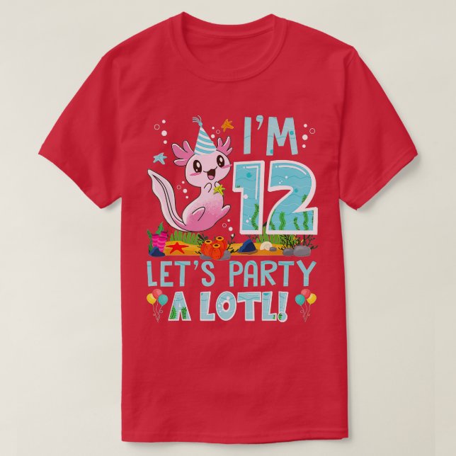 12 Years Old Axolotl Lover 12th Birthday Party Boy T-Shirt (Design Front)