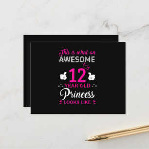 12 Years Old Birthday gift for princess girl Postcard