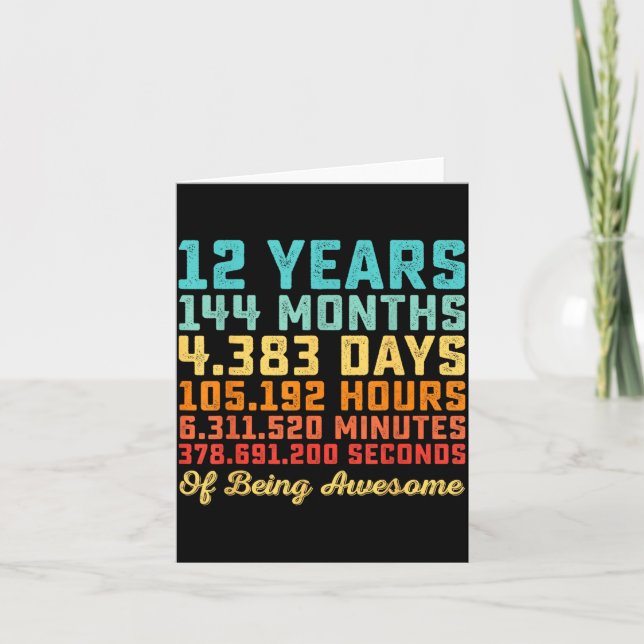 12 Years Old Birthday Quote Funny 12th B-Day Math Card (Front)