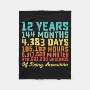 12 Years Old Birthday Quote Funny 12th B-Day Math Fleece Blanket