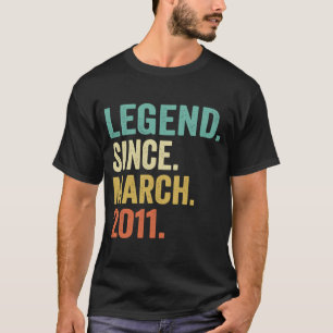 12 Years OldLegend Since March 2011 12th Birthday  T-Shirt