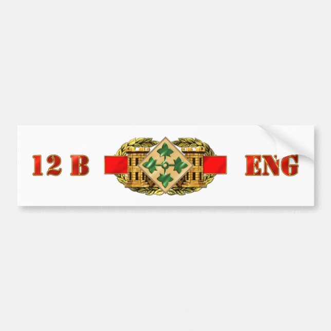 12B 4th Infantry Division Bumper Sticker (Front)
