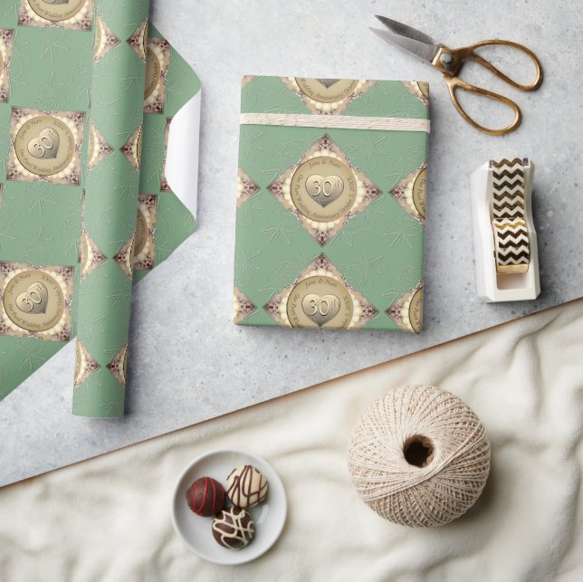 12th & 30th Pearl Anniversary Wrapping Paper (Crafts)