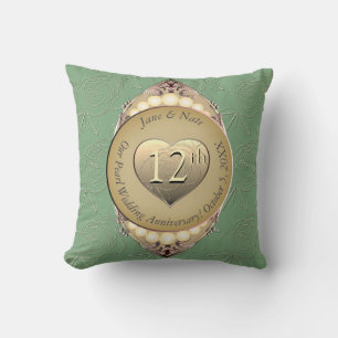 12th/30th Pearl & Green Wedding Anniversary  Cushion