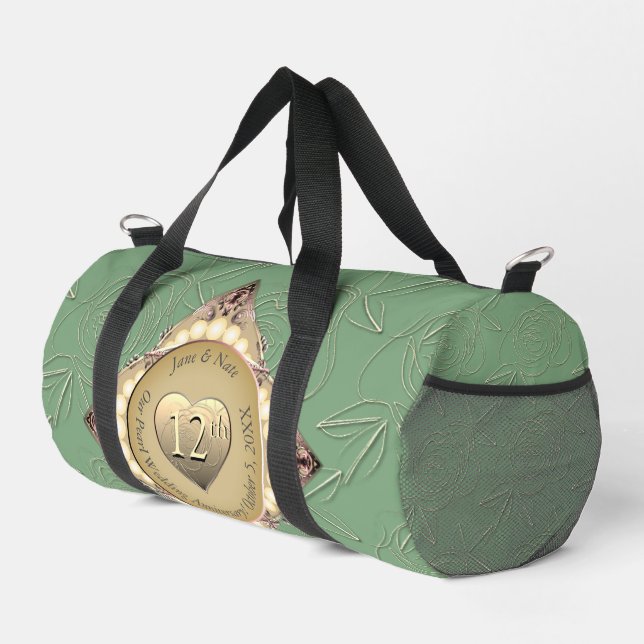 12th/30th Pearl & Green Wedding Anniversary  Duffle Bag (Right Corner)