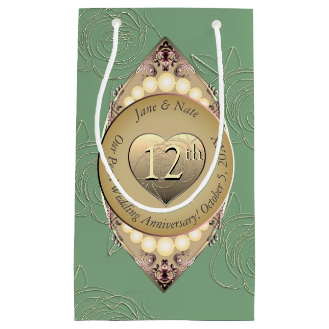 12th/30th Pearl Wedding Anniversary Gift Bag (Front)