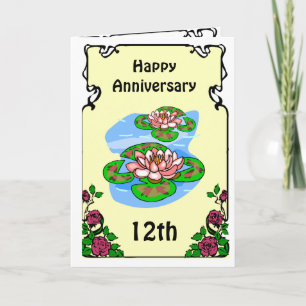 12th anniversary card -water lilies