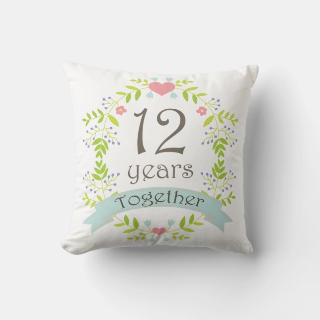 12th Anniversary Gift Throw Pillow (Front)