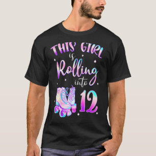 12th Bday Rolling Into 12 Birthday Girl Roller Ska T-Shirt