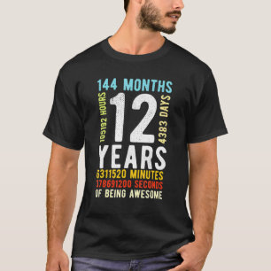 12th Birthday 12 Years Old Vintage Retro 144 Month T-Shirt
