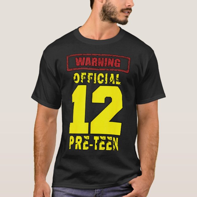 12Th Birthday 12Yrs Warning-Official Pre-Teen T-Shirt (Front)