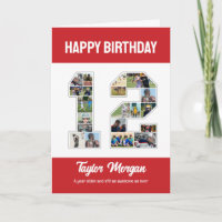 12th Birthday Anniversary Number 12 Photo Collage