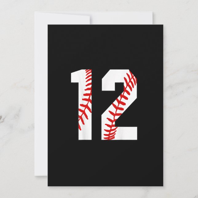12th Birthday Baseball Big Number Twelve  Invitation (Front)