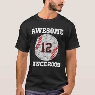 12th Birthday Baseball Lover Gift 12 Years Old Vin T-Shirt