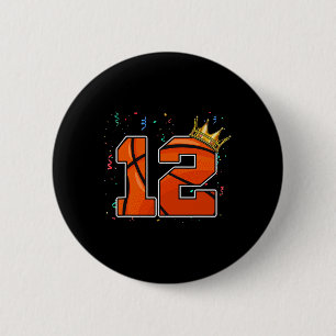 12th Birthday Basketball Big Number 12 Year Old Bo 6 Cm Round Badge
