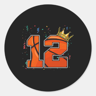 12th Birthday Basketball Big Number 12 Year Old Bo Classic Round Sticker