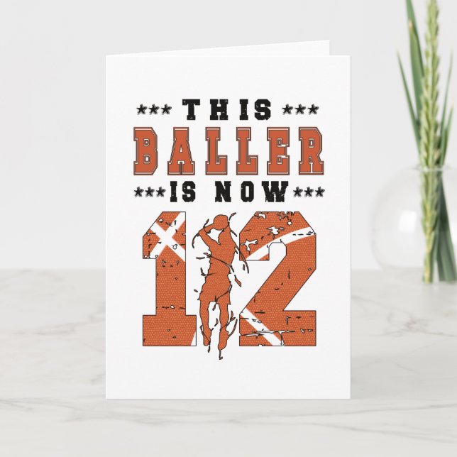 12th Birthday Basketball Player 12 Year Old Boy Card (Front)