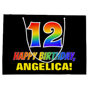 12th Birthday: Bold, Fun, Simple, Rainbow 12 Large Gift Bag