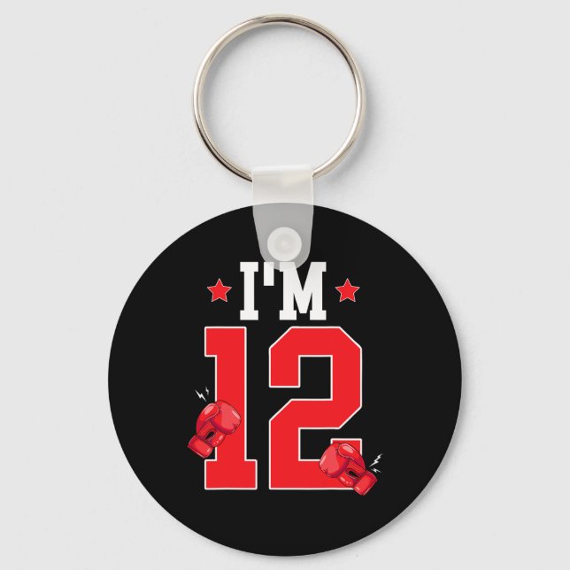 12th Birthday Boxing Twelve Year Old Boxer Birthda Key Ring (Front)