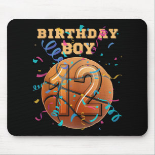 12th Birthday Boy 12 Years Old Basketball Players Mouse Pad