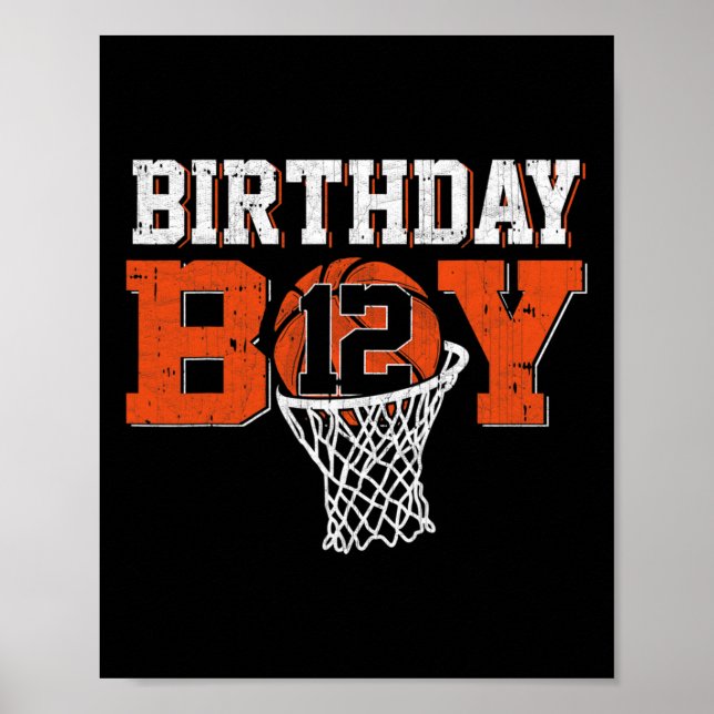 12th Birthday Boy Basketball Lover 12 Years Old Bd Poster (Front)