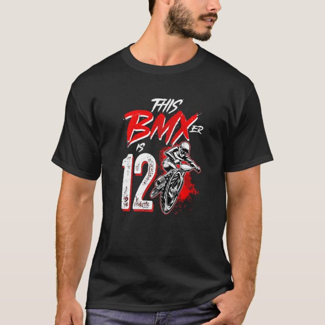 12th Birthday  Boy  BMX Birthday Party Decorations T-Shirt (Front)
