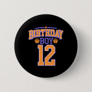 12th Birthday Boy Bysketbyll Lover 12 Years Old Bd 6 Cm Round Badge