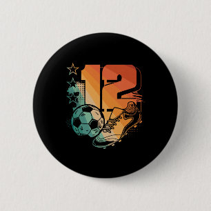12th Birthday Boy Soccer Player Football 12 Years 6 Cm Round Badge